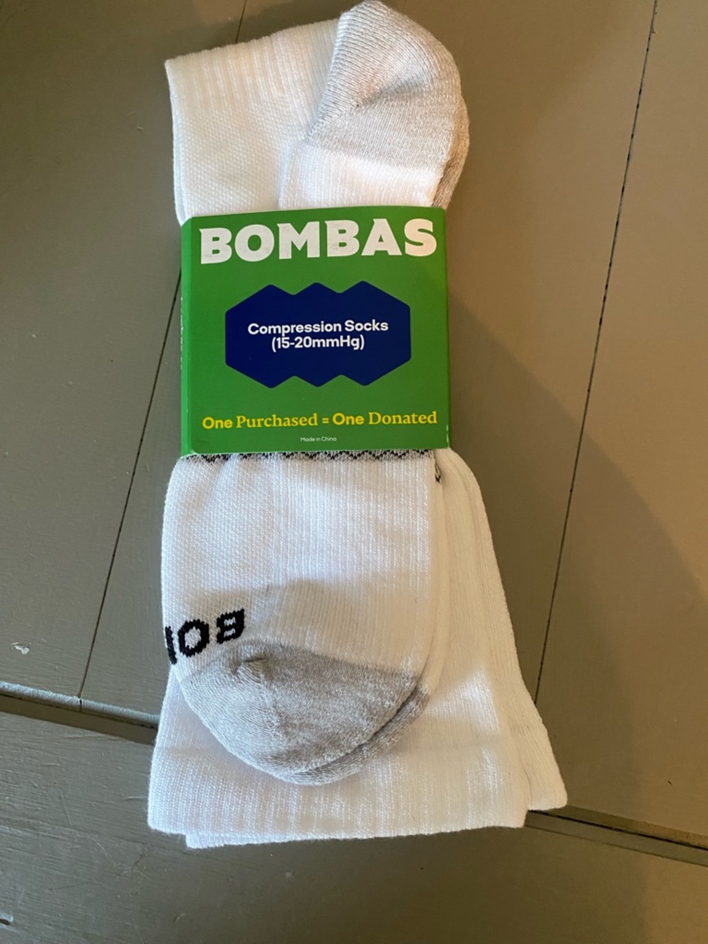 Bombas White Athletic Compression Socks with Grey Toe NWT
